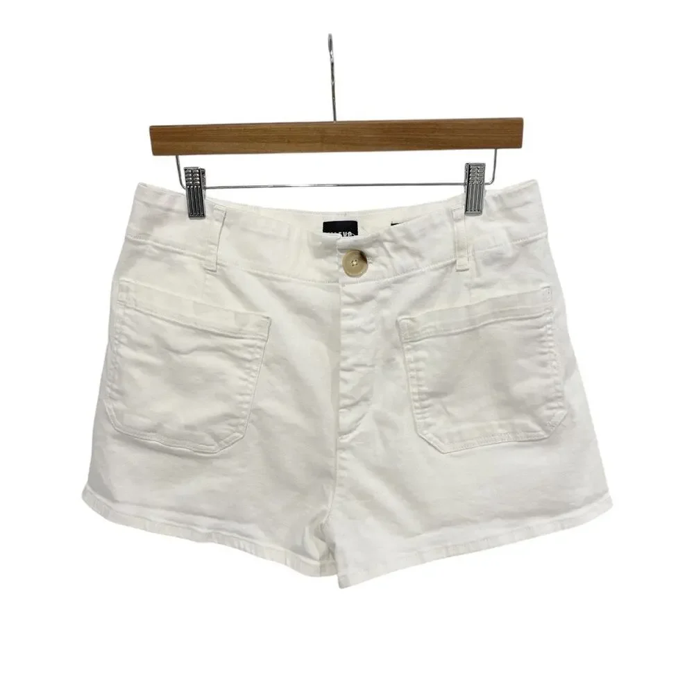Anthropologie Maeve Colette Shorts White Women's 32 High Rise Patch Pockets - Picture 2 of 6